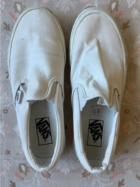 Vans White Canvas Slip-On Sneakers